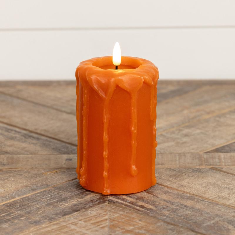 5" Orange 3D Flame Pillar Candle