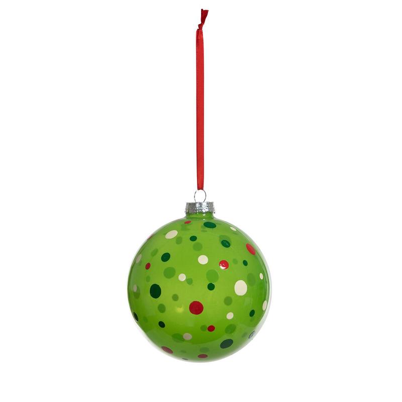 5" Polka Dot Pattern Glass Ball Ornament