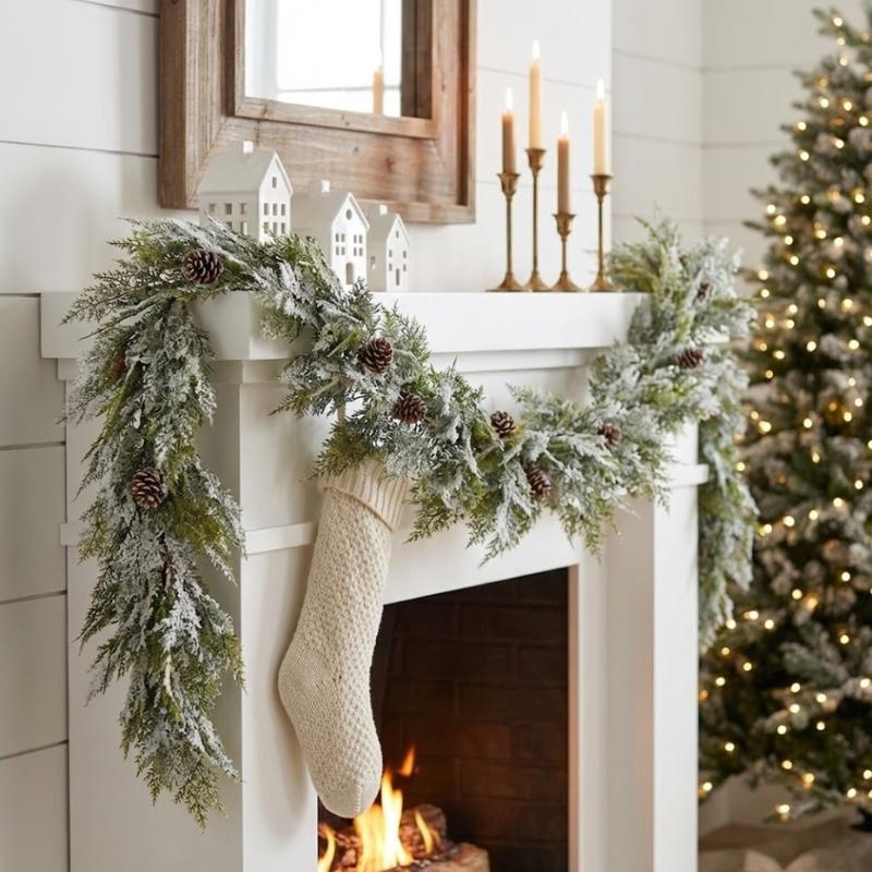 72" Glittered & Snowy Pine Garland