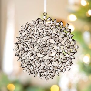 Antique Silver Gem Fleurette Ornament