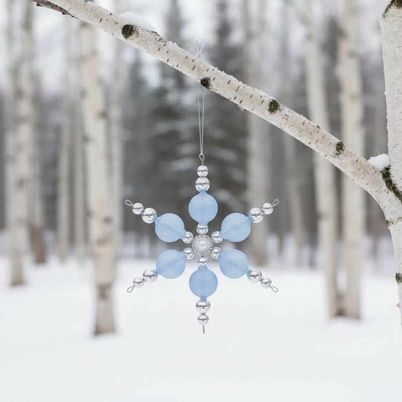 Blue and Silver Snowflake Glass Ornament