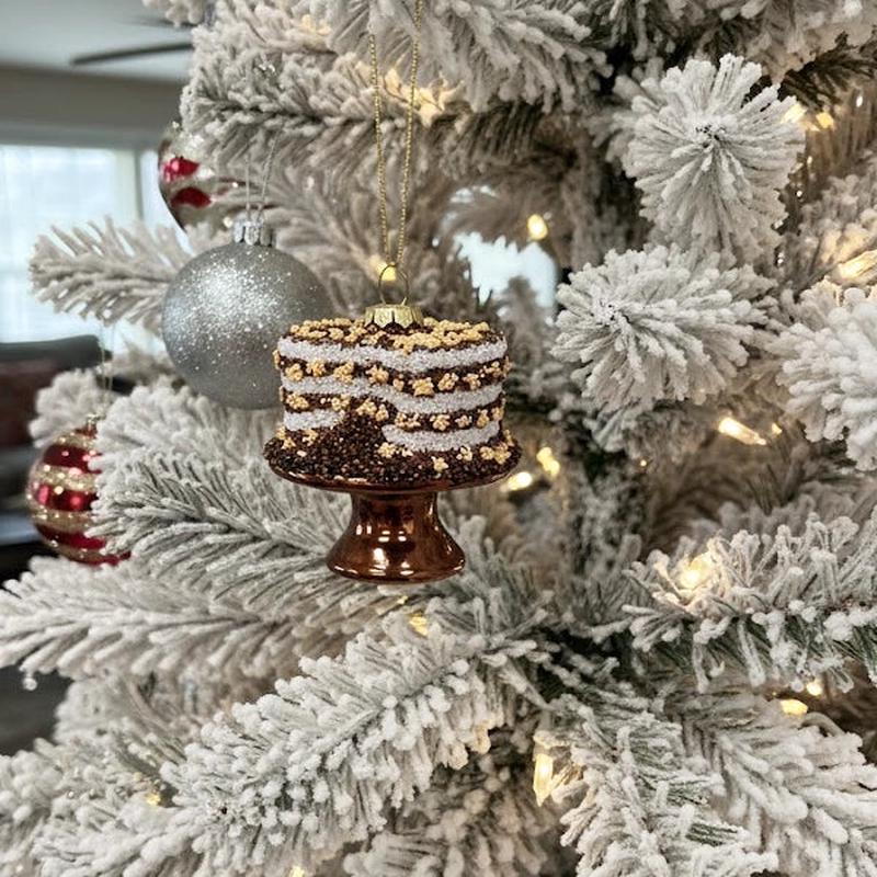 Chocolate Cake Glass Ornament