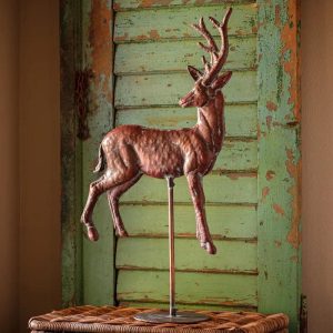 Christmas Tree Topper Verdigris Finished Deer With Stand
