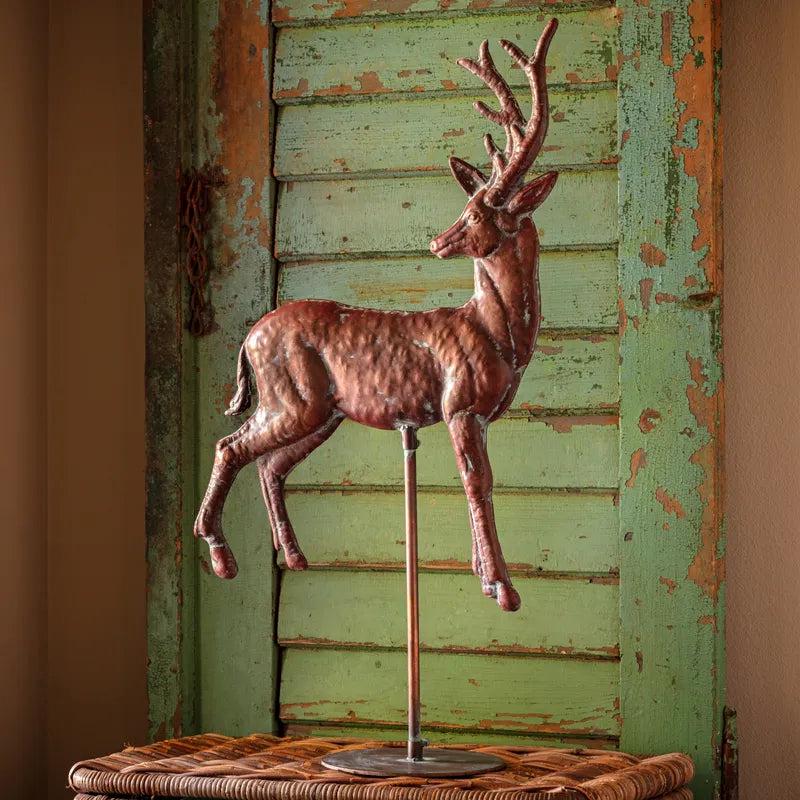 Christmas Tree Topper Verdigris Finished Deer With Stand