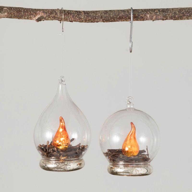Glass Campfire Ornament - Choose - Large or Small