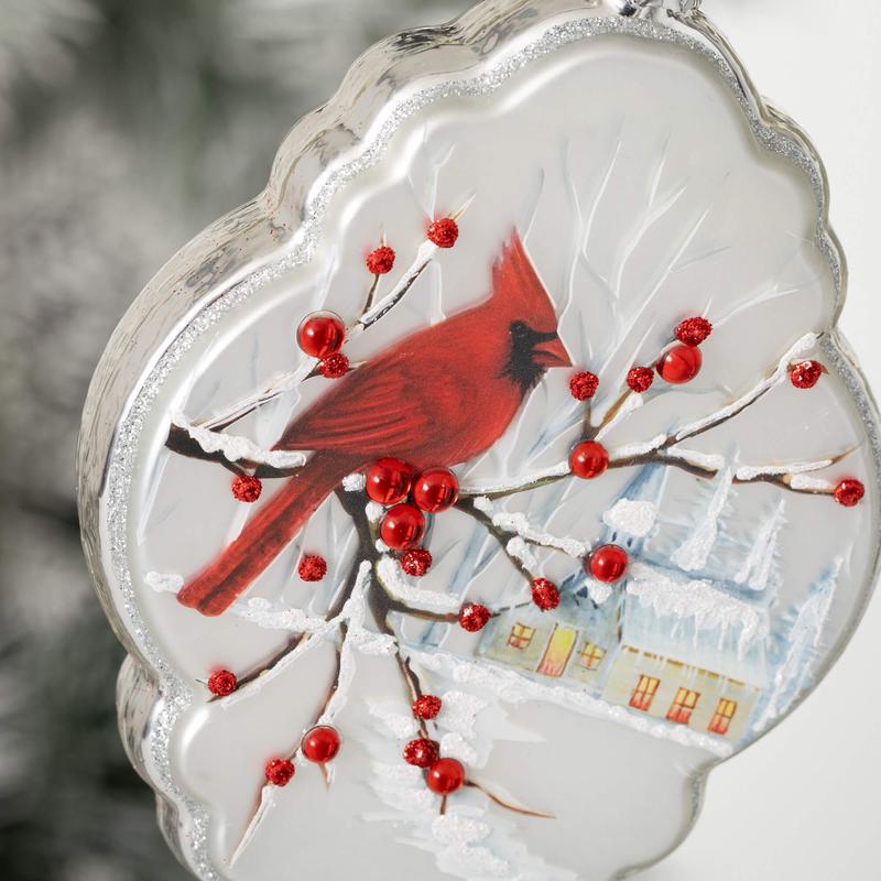 Glass Cardinal Ornament