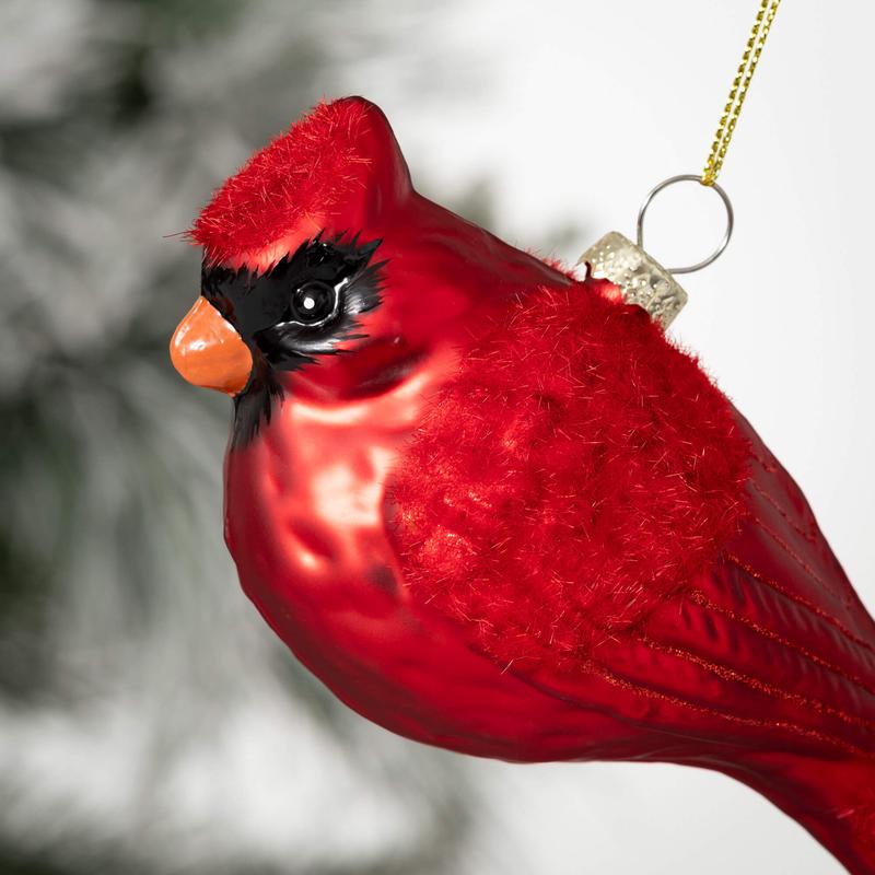 Glass Red Cardinal Ornament