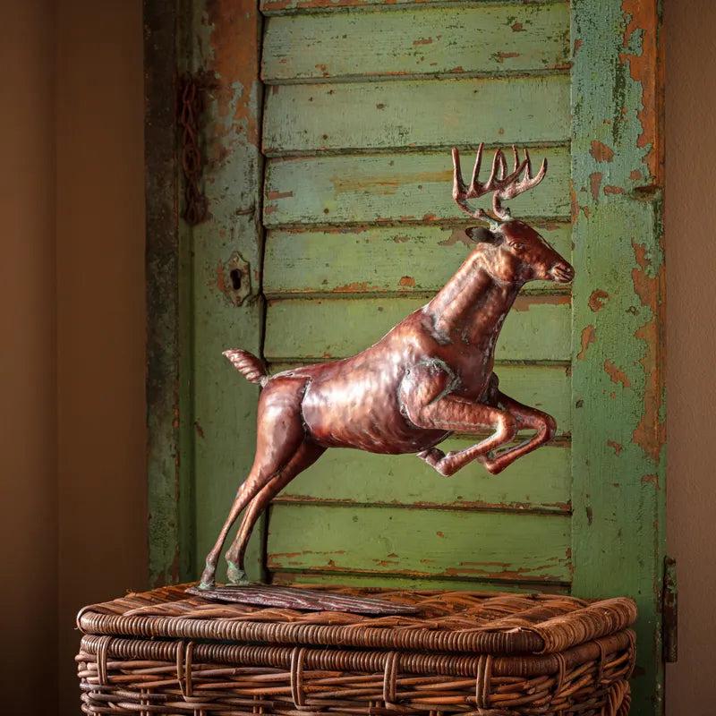 Leaping Stag With Verdigris Finish