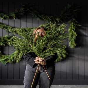 Navy Plum Berry Norfolk Cypress Real Touch Stem - Choose Size