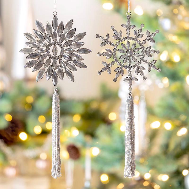Opal Gem Snowflake with Tassel Ornament - Choose from 2 Styles