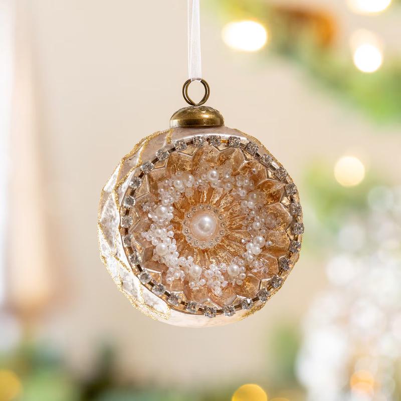 Pearl Encrusted Glass Ornament