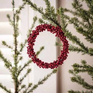 Red Wooden Bead Wreath Ornament