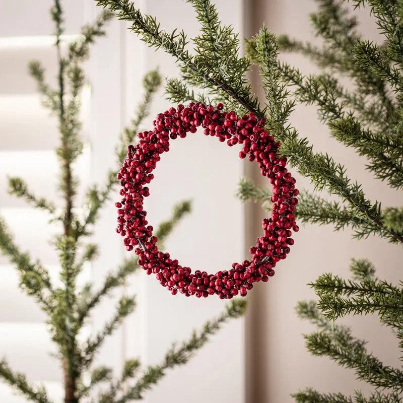 Red Wooden Bead Wreath Ornament