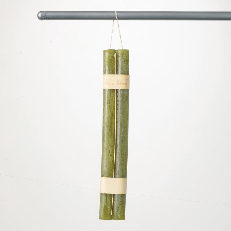 Set OF 2 Hanging Timber Candle - Moss Green