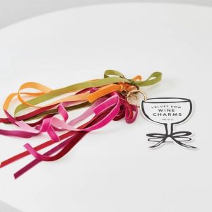 Set of 6 Velvet Bow Wine Charms - Moroccan