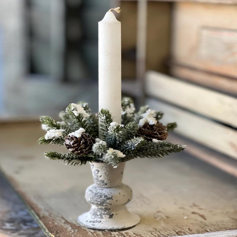 Snowy Mini Cone Taper Candle Ring