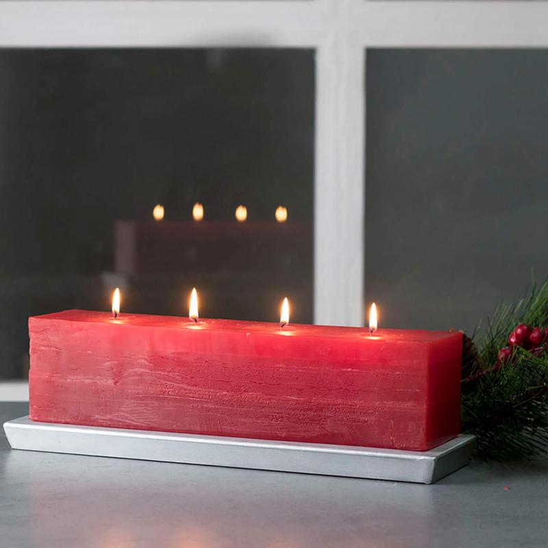 Vance Kitira 12 Inch Scentless Cranberry Color Brick Candle