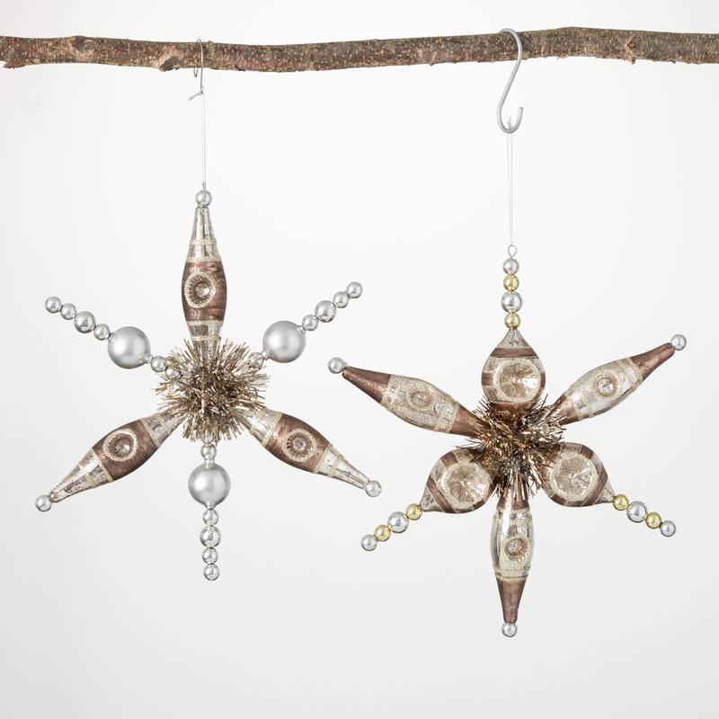 Vintage Style Glass Snowflake Ornament - Choose Style