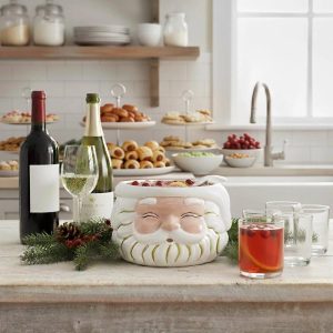 White and Gold Santa Punch Bowl