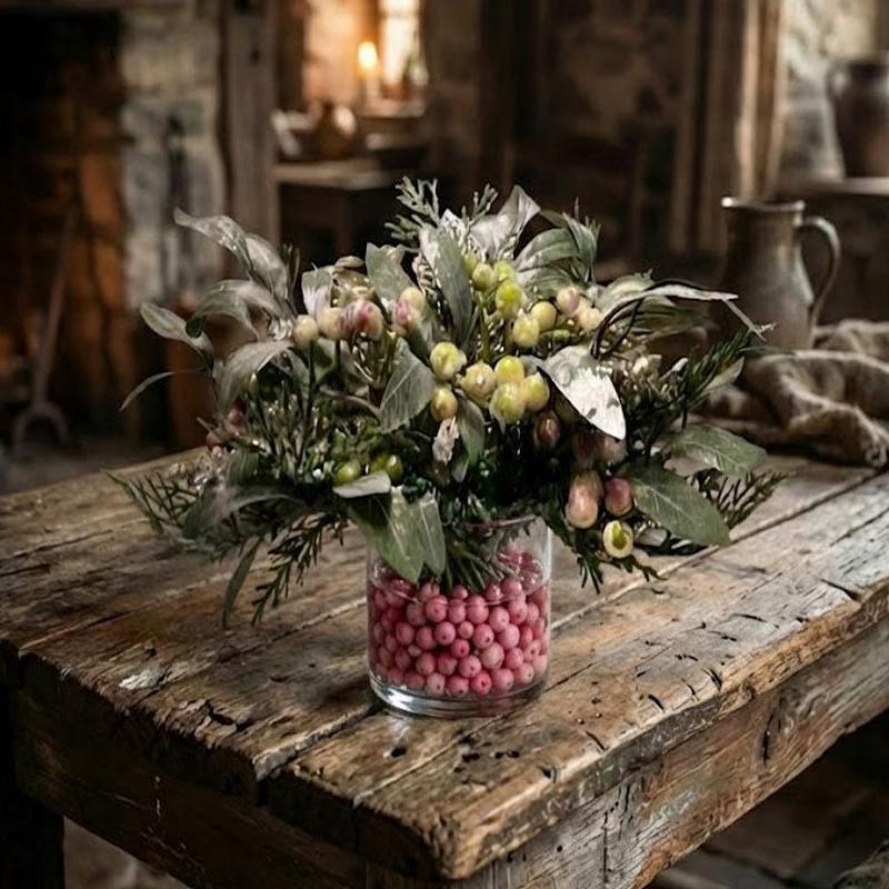 11" Sparkly Cottage Floral and Berries Half Sphere