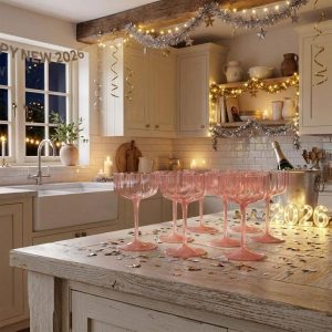 8 oz. Pink Coupe Wave Glass