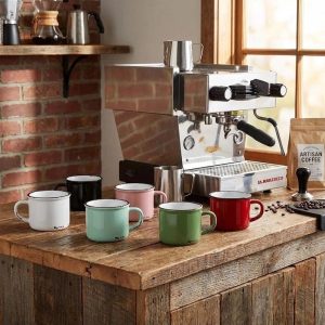 8oz Enamel Look Stoneware Espresso Mug - Choose Color