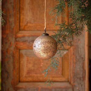 Cameo Antique Foil Glass 4" Etched Ball Ornament