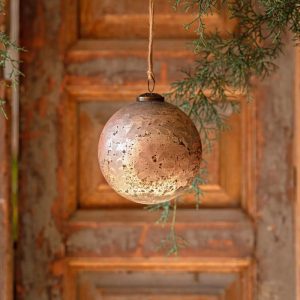 Cameo Antique Foil Glass 5" Etched Ball Ornament