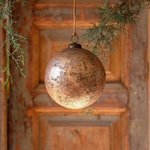 Cameo Antique Foil Glass 6" Etched Ball Ornament