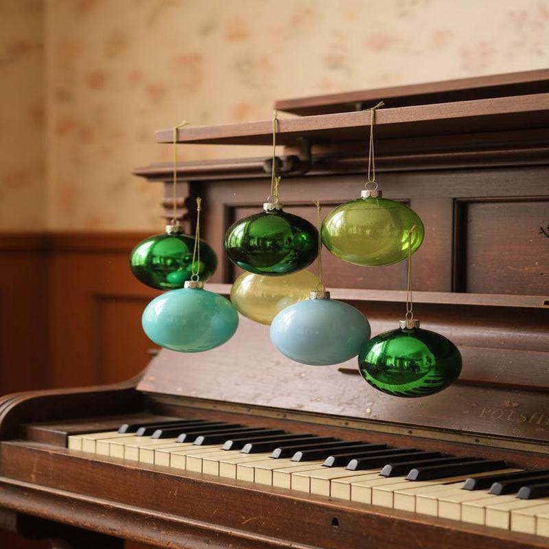 Cody Foster Set of 6 Different Hues 3" Glass Ornaments - Greens