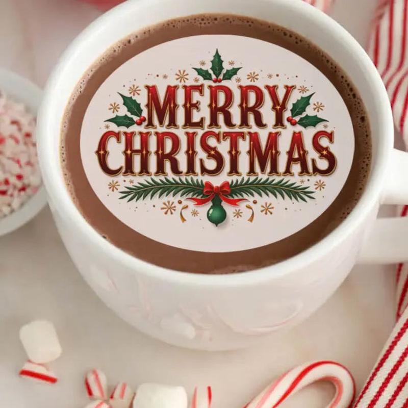 Edible Merry Christmas Drink Toppers - Package of 12