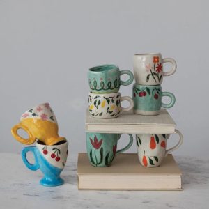 Hand-Painted Stoneware Espresso/Child's Mug - Choose Style