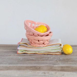 Handmade Stoneware Woven Heart Basket