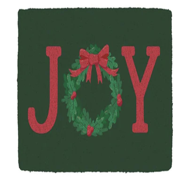 Joy Wreath Coir Doormat Green