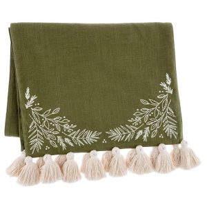 Embroidered Pine Table Runner