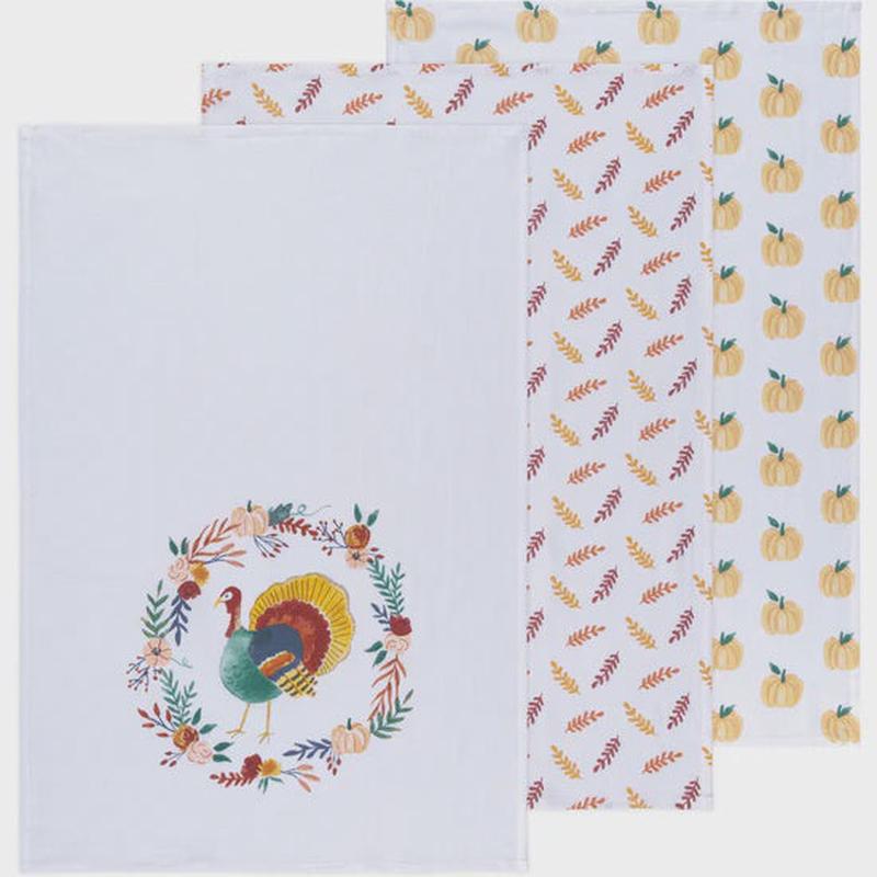 Harvest Turkey Bakers Floursack Dishtowels | Set of 3