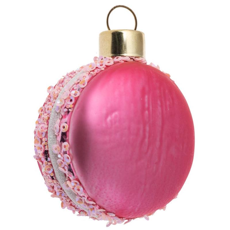 Hot Pink Macaron Glass Ornament