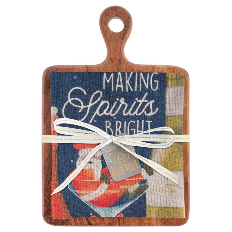 Making Spirits Bright Dishtowel with Cutting Board