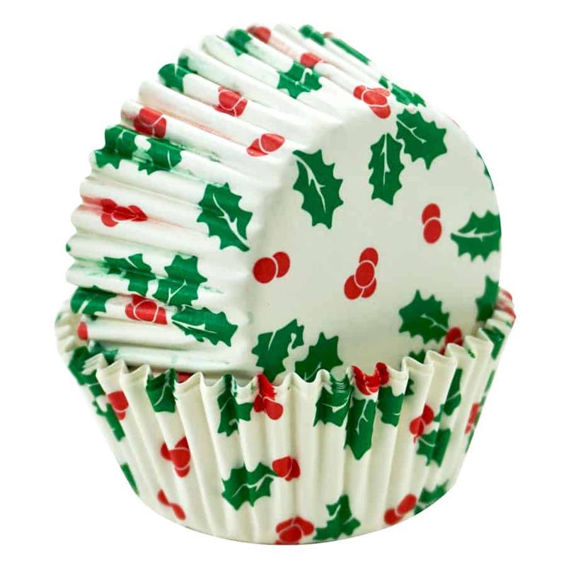 Mini Cupcake Liners Holly Christmas | Pack of 75