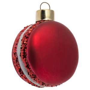 Red Macaron Glass Ornament