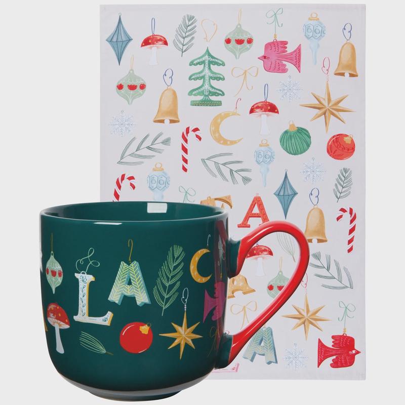 Fa La La Mug + Dishtowel Set