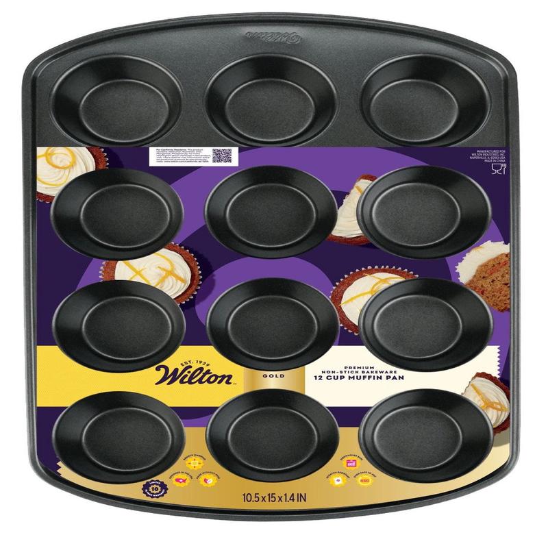 Gold Non-Stick Bakeware Muffin Pan, 12 Cup