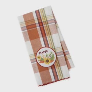 Happy Fall Embellished Dishtowel