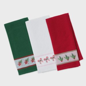 Holiday Party Embroidered Dishtowels, Assorted
