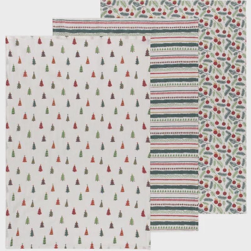 Merry and Bright Bakers Floursack Dishtowels | Set of 3