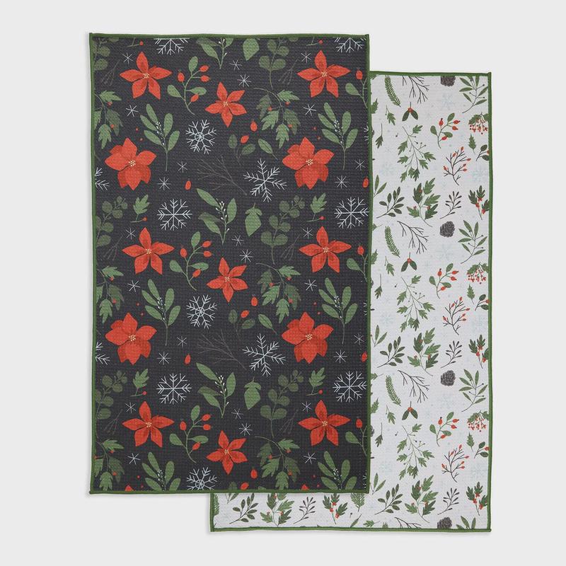 Poinsettias Microfiber Dishtowel