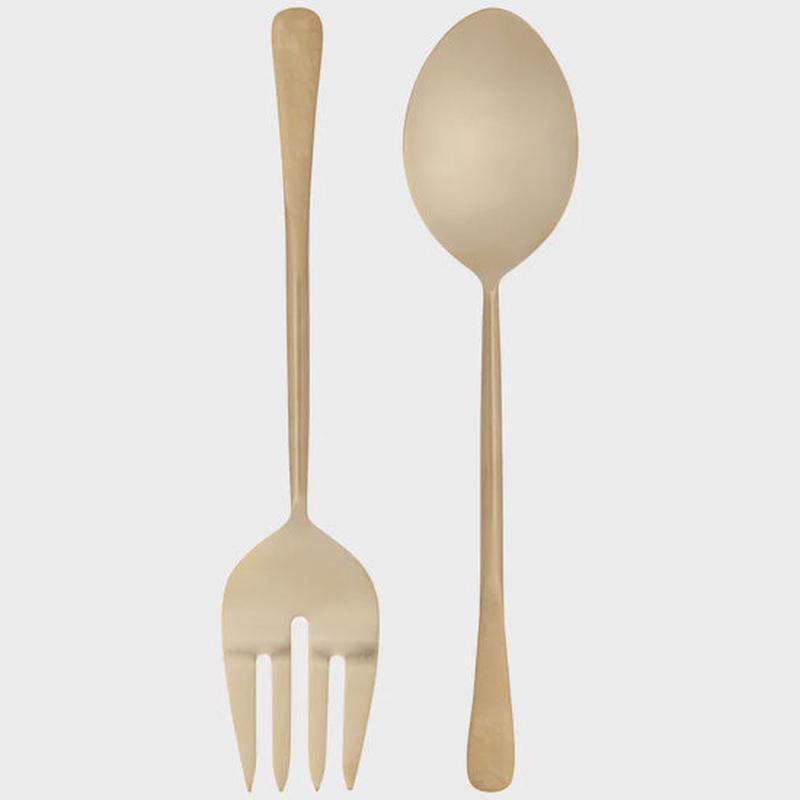 Stainless Steel Salad Server Set | Gold