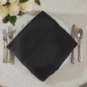 Black Stonewashed Fringe Napkin