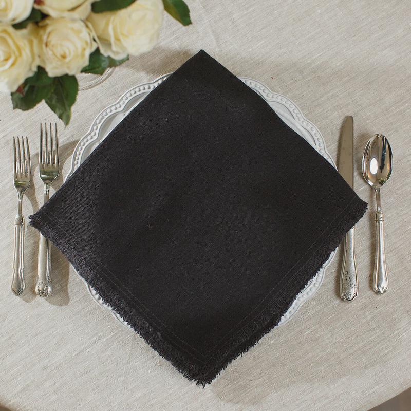 Black Stonewashed Fringe Napkin