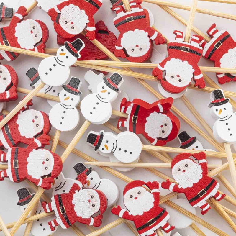 Decorative Picks, Snowman and Santa, Pack of 100